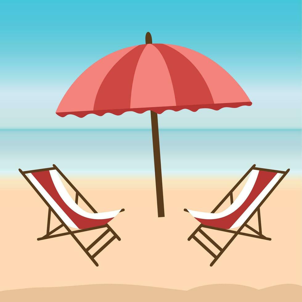 Sea side and beach icon. Summer holiday illustration in flat design. vector