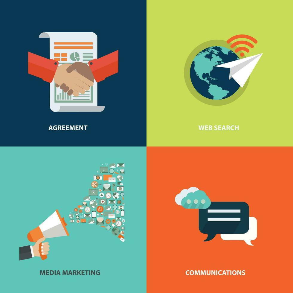 Vector collection business, marketing and finance concepts. Design elements for web and mobile applications. Flat vector illustration