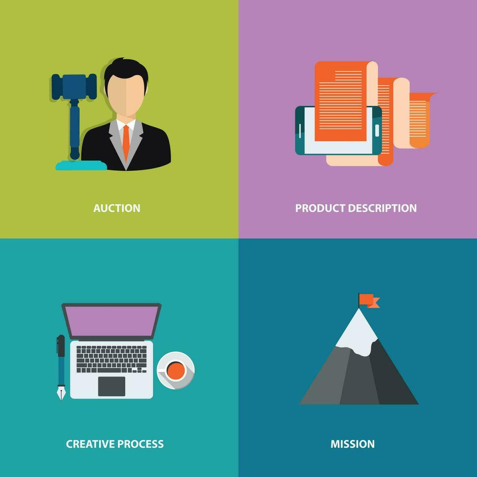 Vector collection business, marketing and finance concepts. Design elements for web and mobile applications. Flat vector illustration