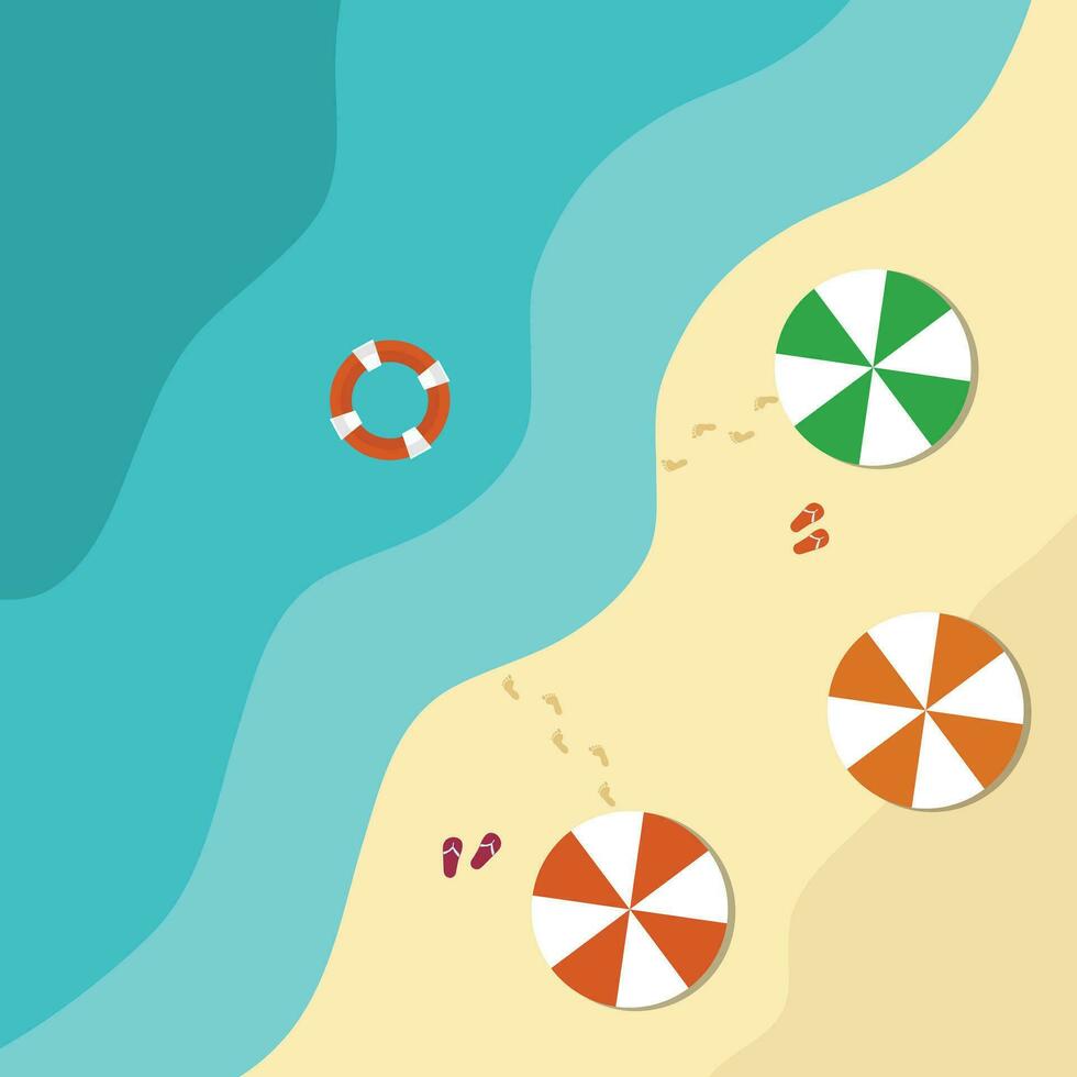 Sea side and beach icon. Summer holiday illustration in flat design. vector