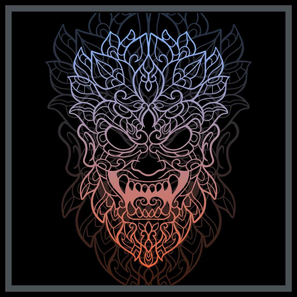 degradado vistoso gato mandala letras aislado en negro antecedentes. vector