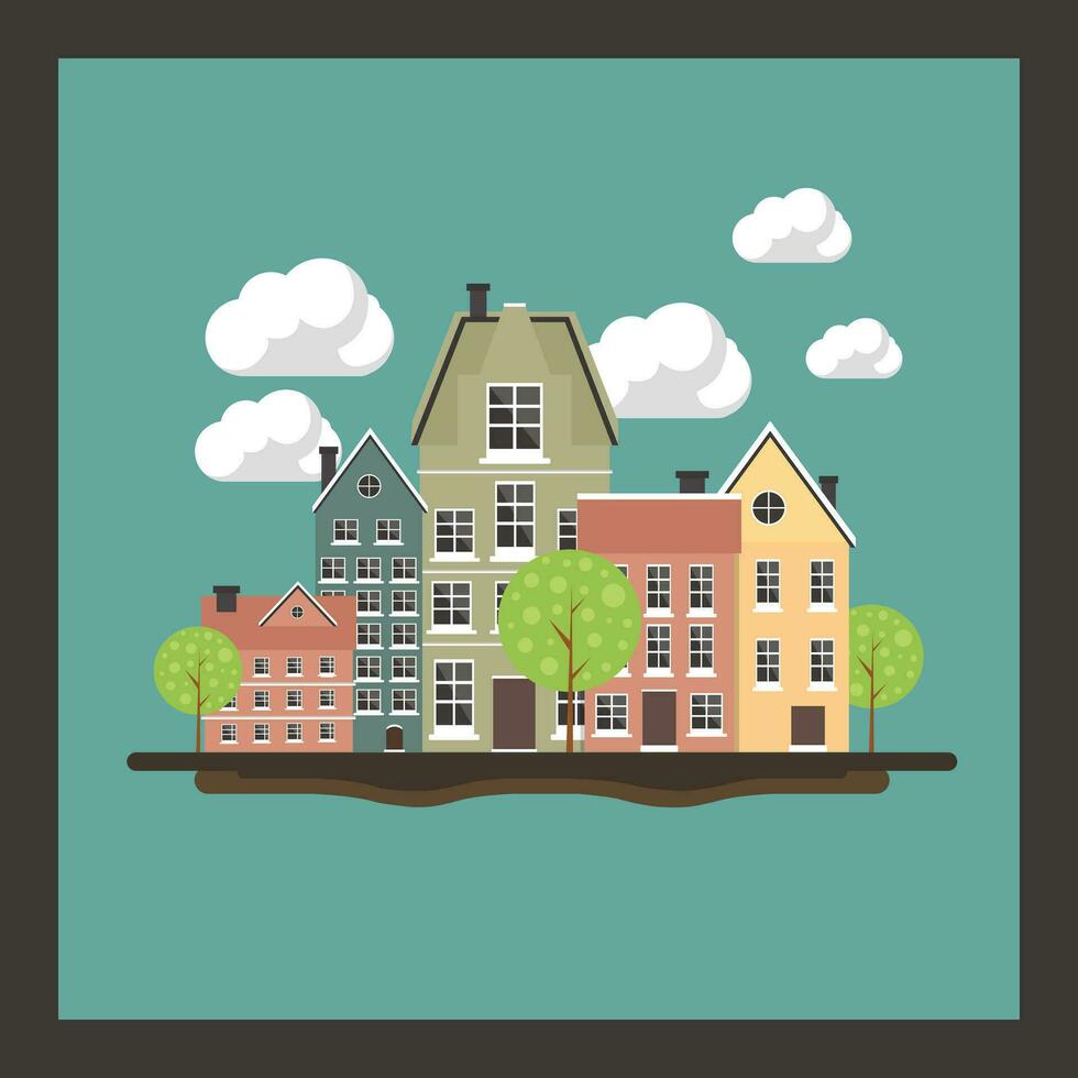 Cozy neighborhood concept. Landscape. Vector illustration