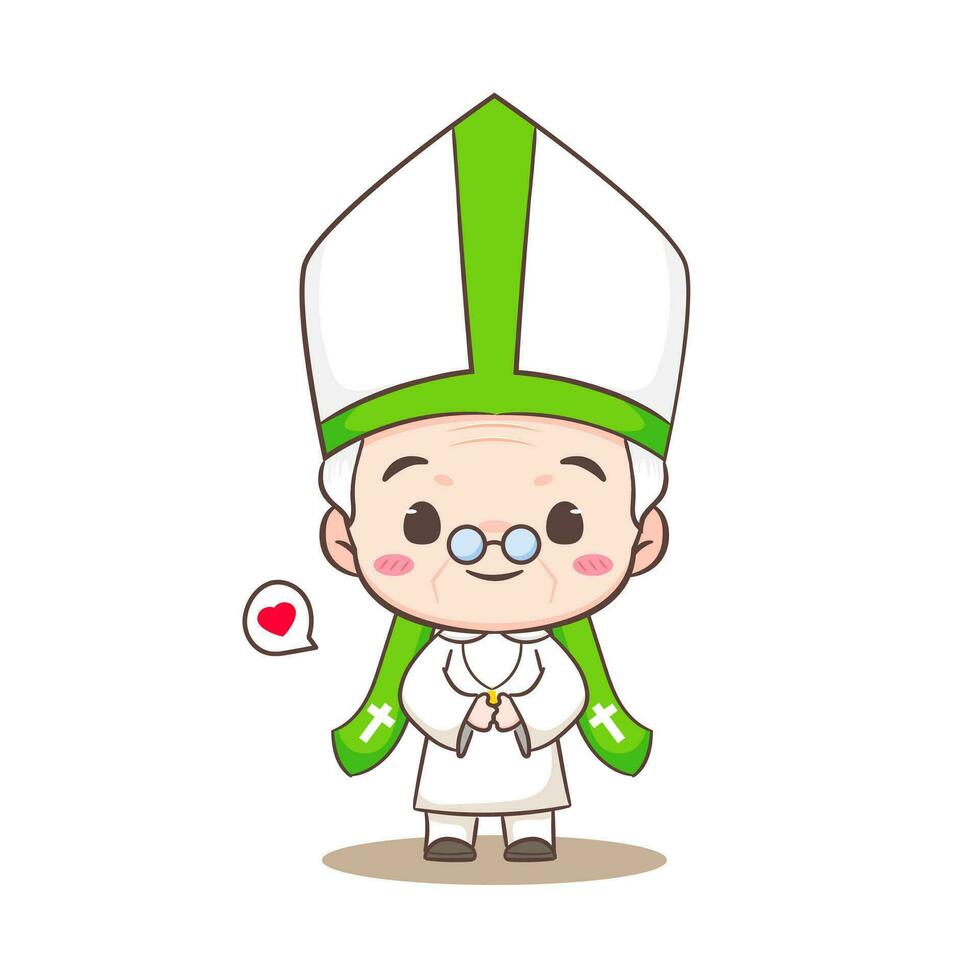 linda papa dibujos animados personaje. contento sonriente católico sacerdote mascota personaje. cristiano religión concepto diseño. aislado blanco antecedentes. vector Arte ilustración.