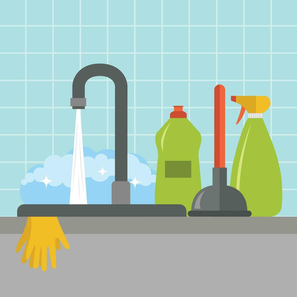 Kitchen sink icon. Flat vector illustration