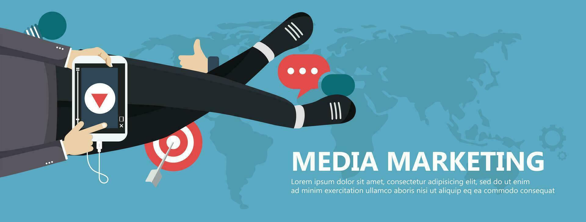 Media marketing concept. Hand holding remote control. TV icon concept. Flat vector illustration.