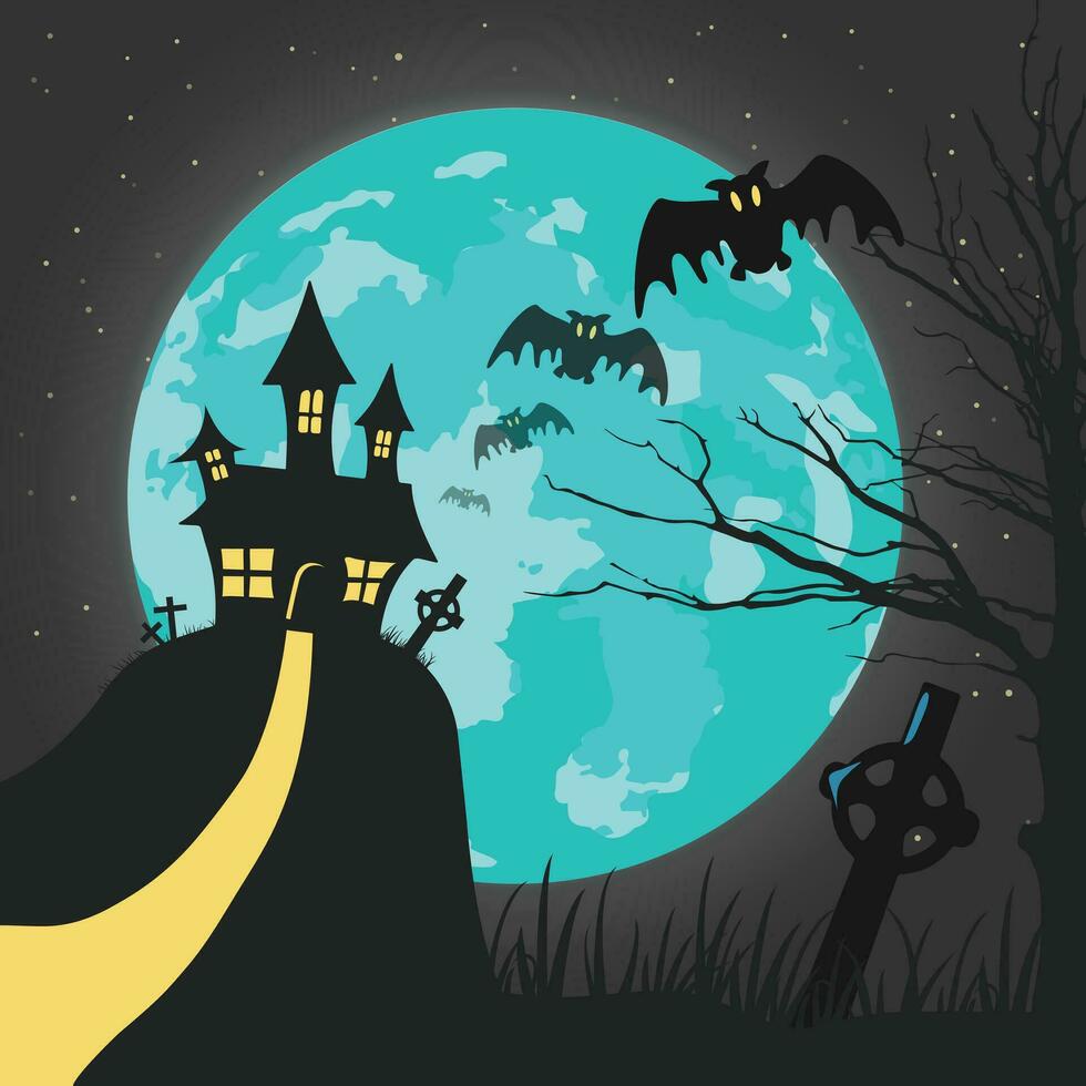 Happy Halloween poster. Flat vector illustration