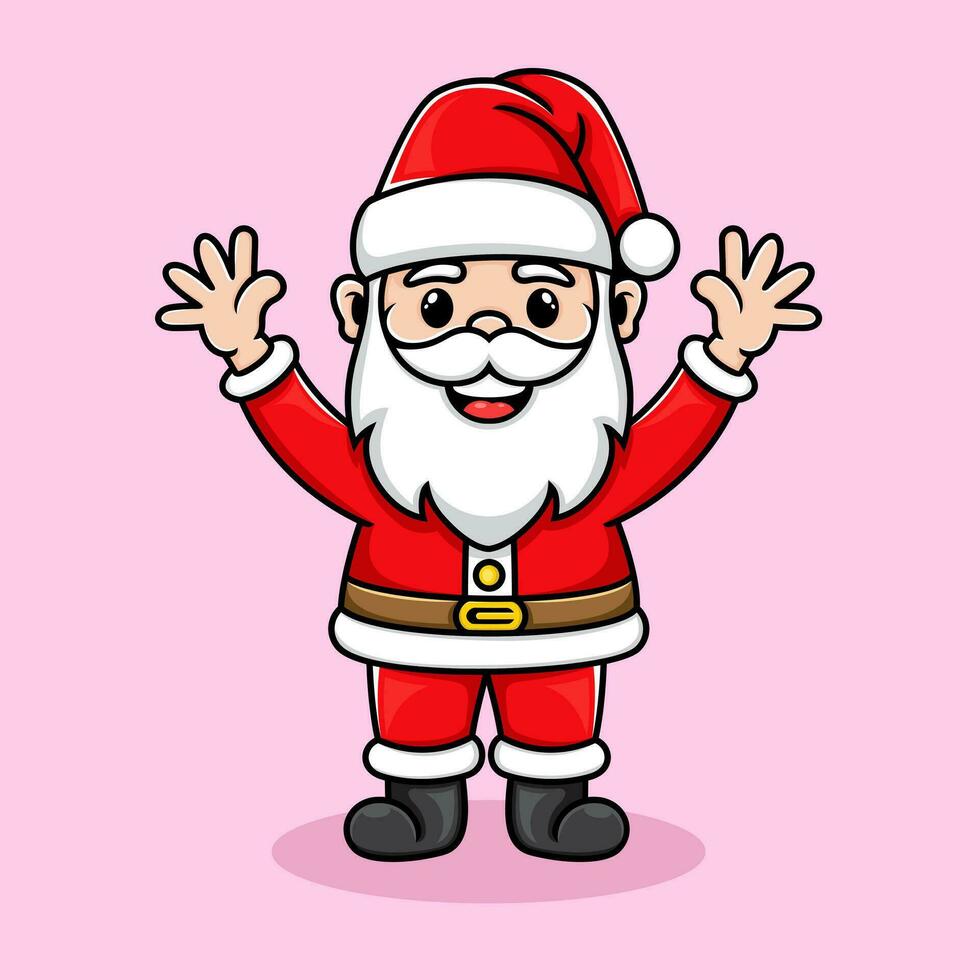 cute santa claus wishes you a merry christmas vector