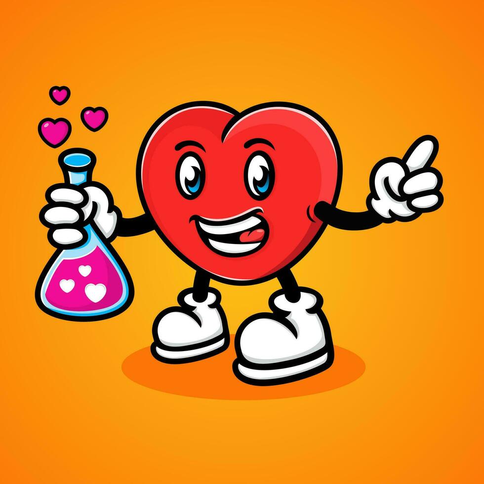 cartoon illustration of love with love potion, funny, cute, cool. vector