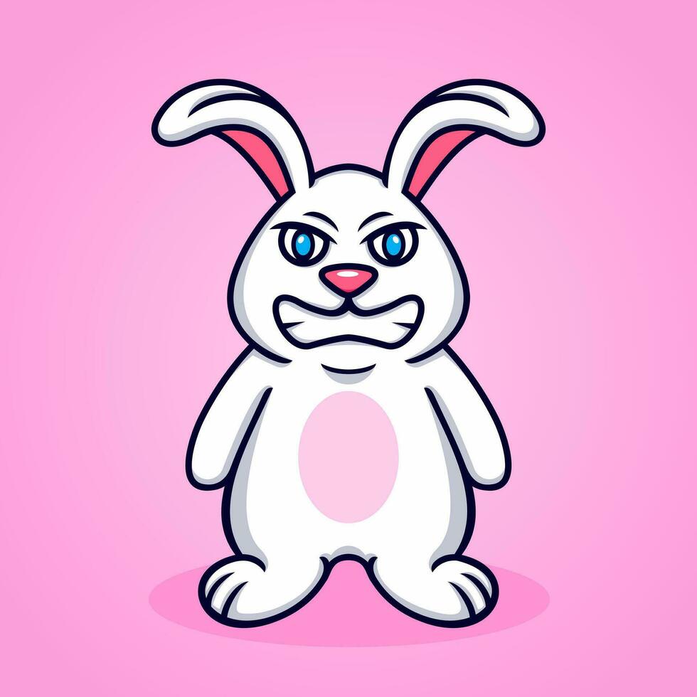 angry rabbit cartoon, fun, funny, cool. vector
