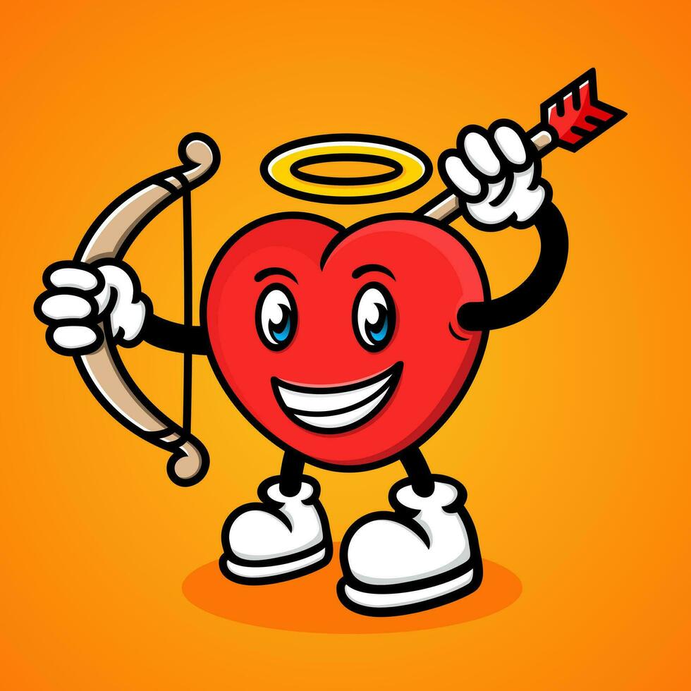 cartoon illustration of love with romance arrows, funny, cute vector
