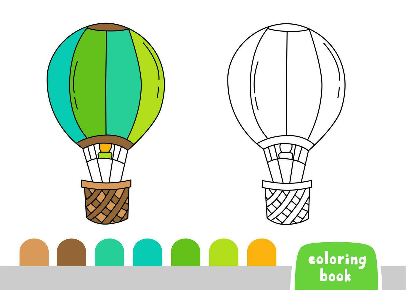 Coloring Book for Kids balloon page template vector Illustration