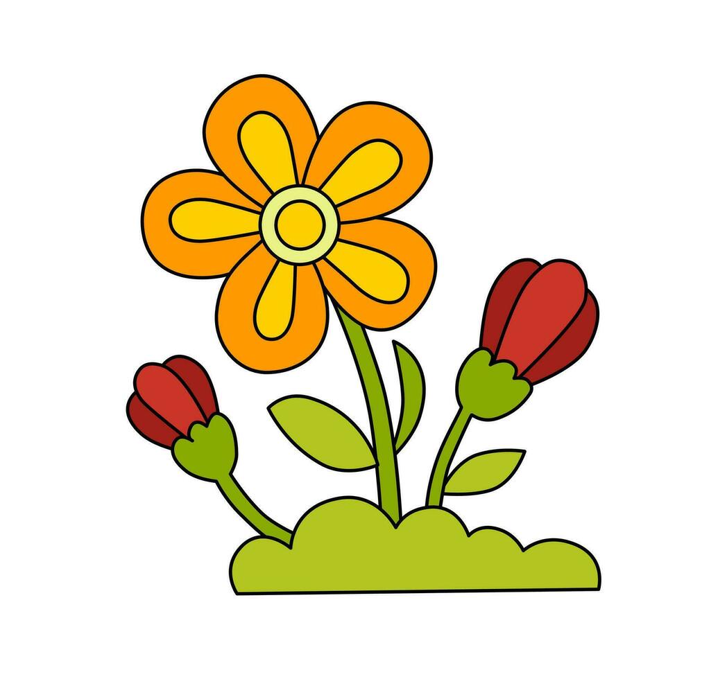 Flower Children vector Doodle Template for Books