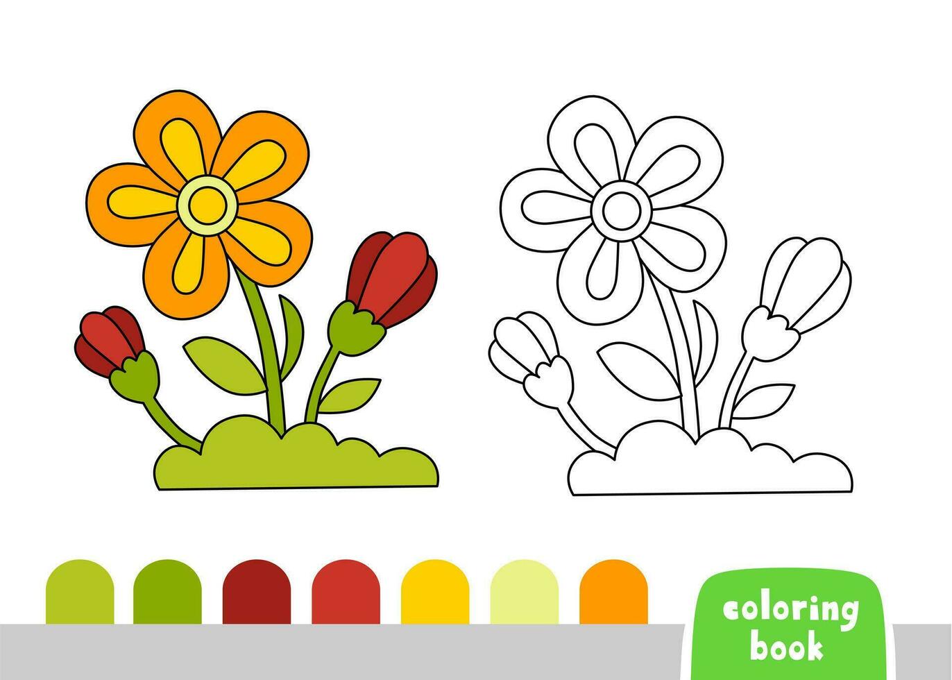 colorante libro para niños flor página modelo vector ilustración