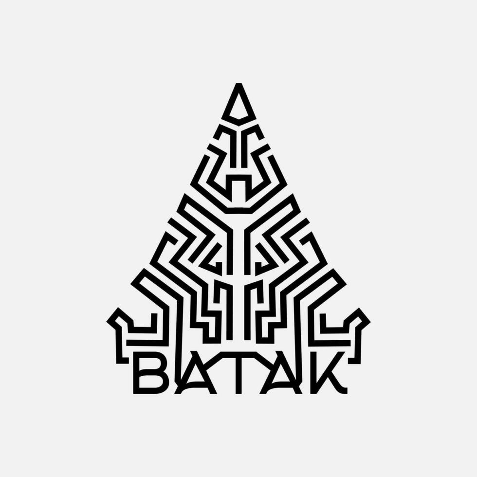 Indonesian batak house building asian house line pop Art colorful design vector