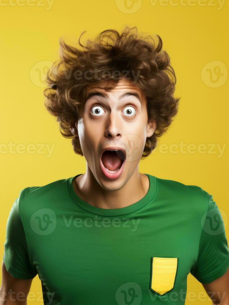 young man with Brazilian features who appears to be shocked AI Generative photo