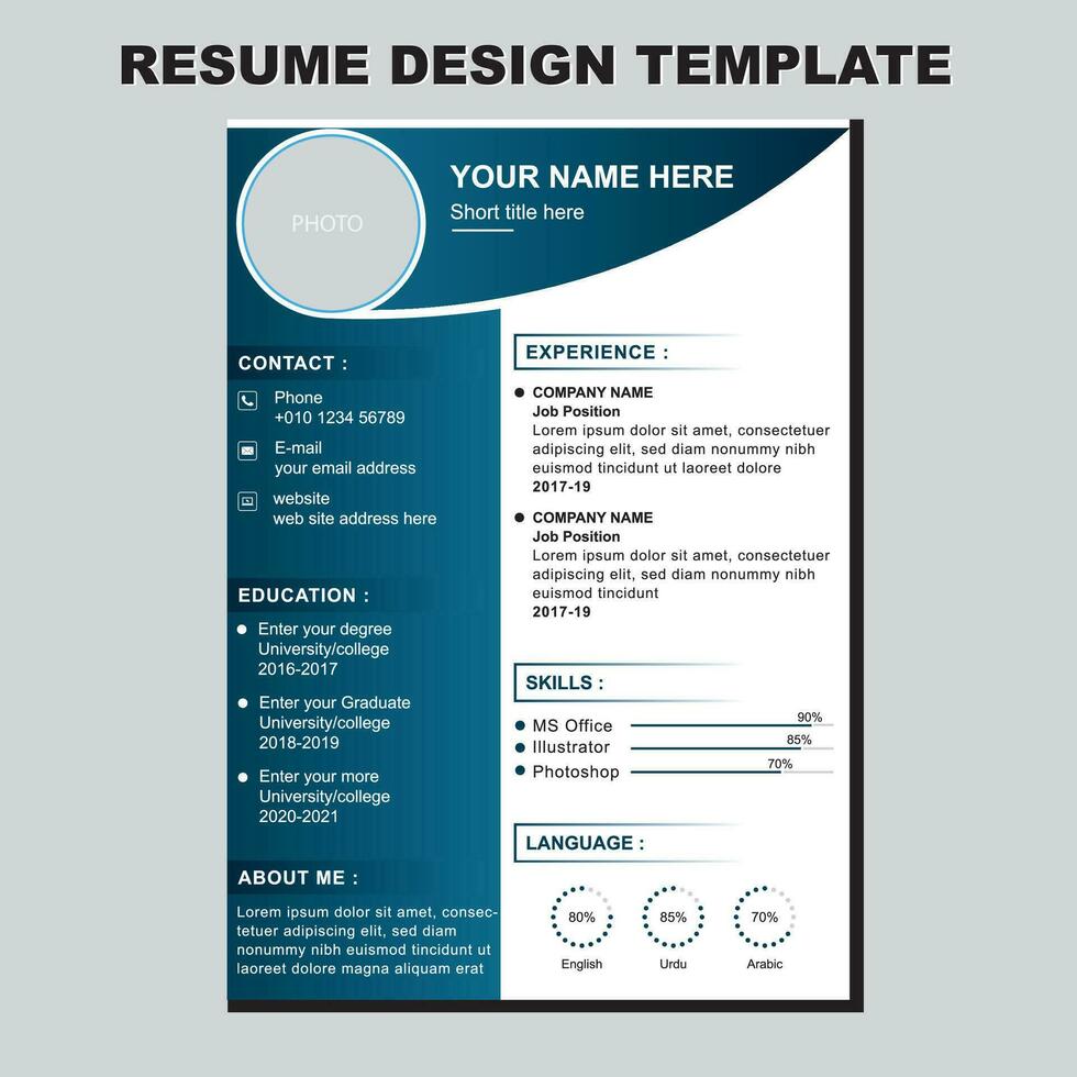 UNIQUE CLEAN RESUME DESIGN TEMPLATE vector