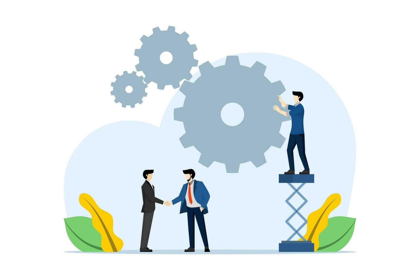 Business team cooperation concept. teamwork puzzle, people connect puzzle elements. partnership, connection, collaboration, brainstorming, partner, collaborate, match, flat vector illustration.