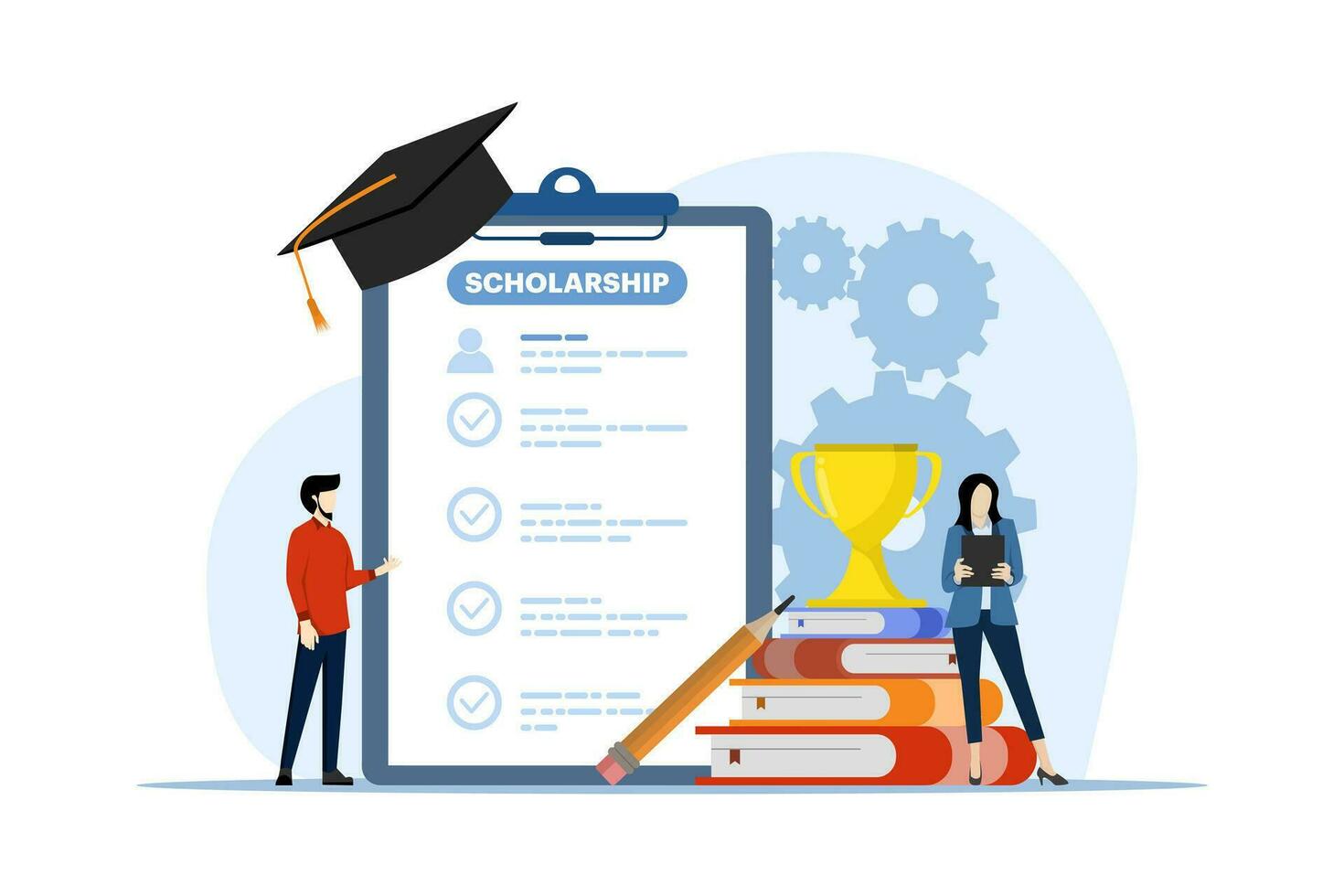 education concept, educational achievement, learning, scholarship, academic training with education and knowledge studying little people concept, school, college or university classroom course. vector