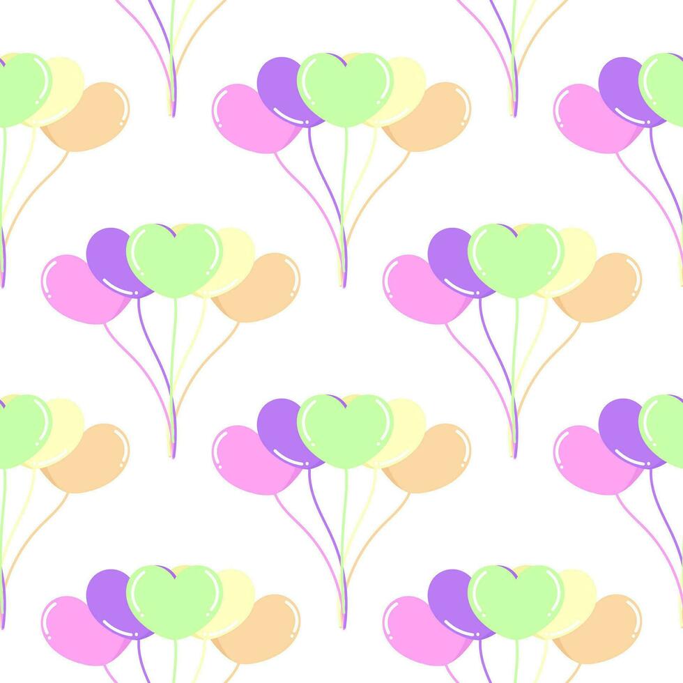 seamless pattern colorful heart shaped balloons vector