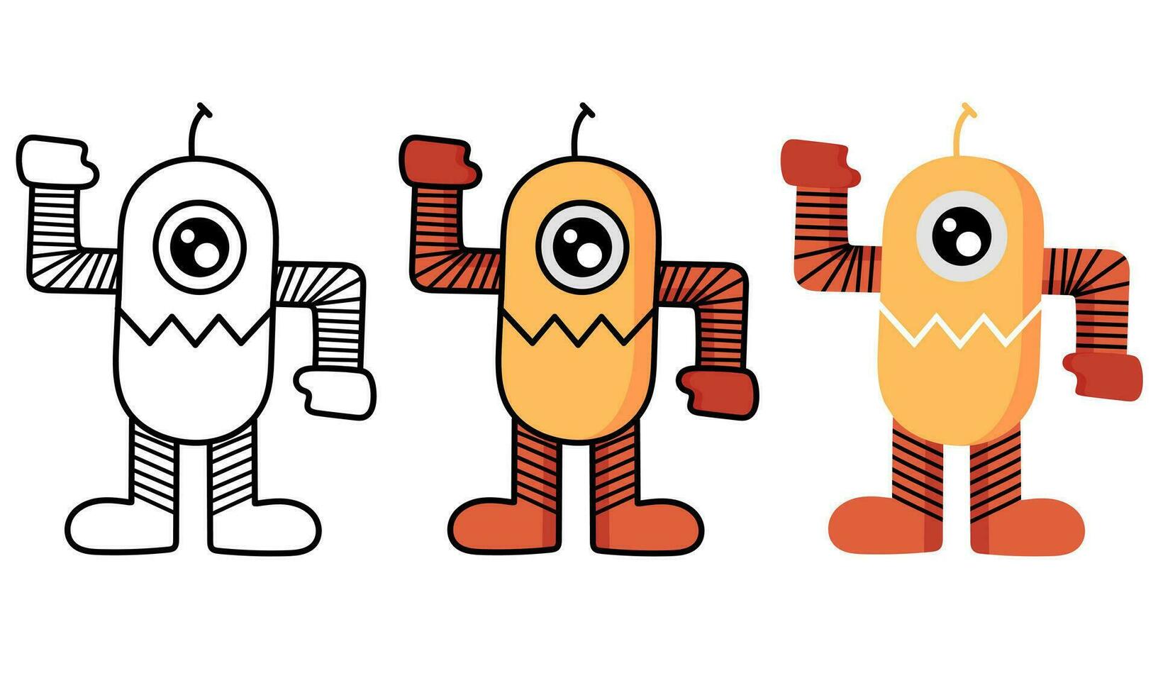 robot ilustración con 3 tipos de diseños vector