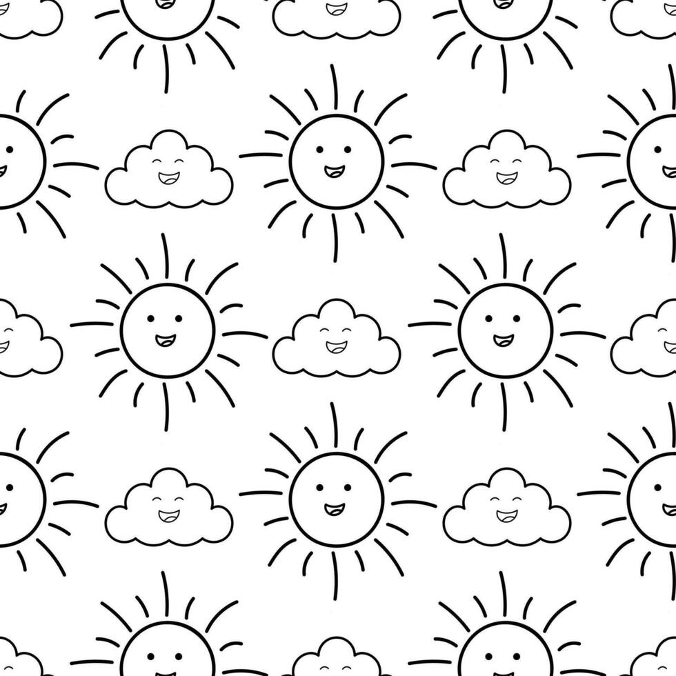 seamless pattern of sun and clouds vector