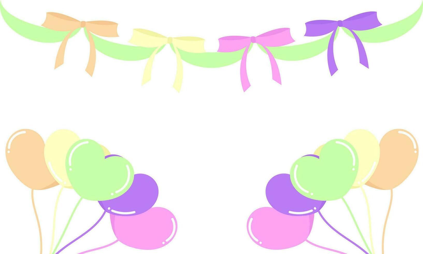 colorful heart shaped balloon and ribbon background vector