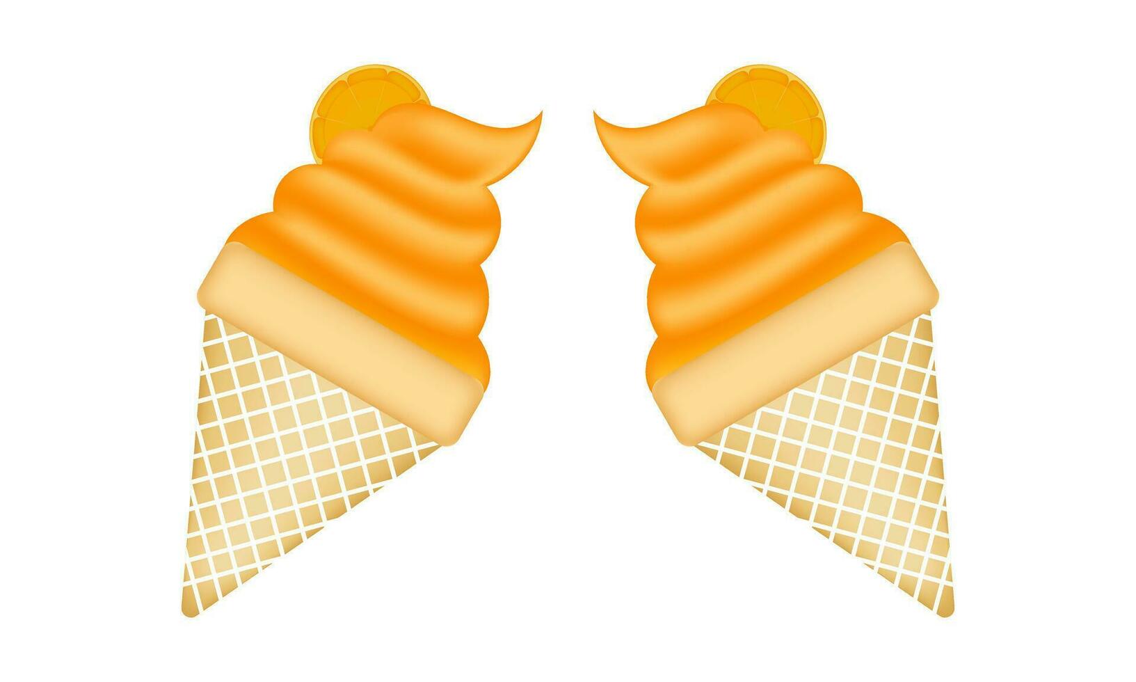 orange ice cream illustration with mesh technique vector