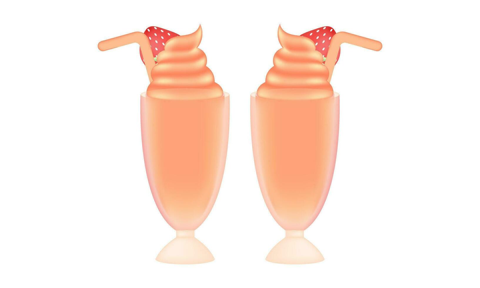 strawberry ice cream illustration with mesh technique vector