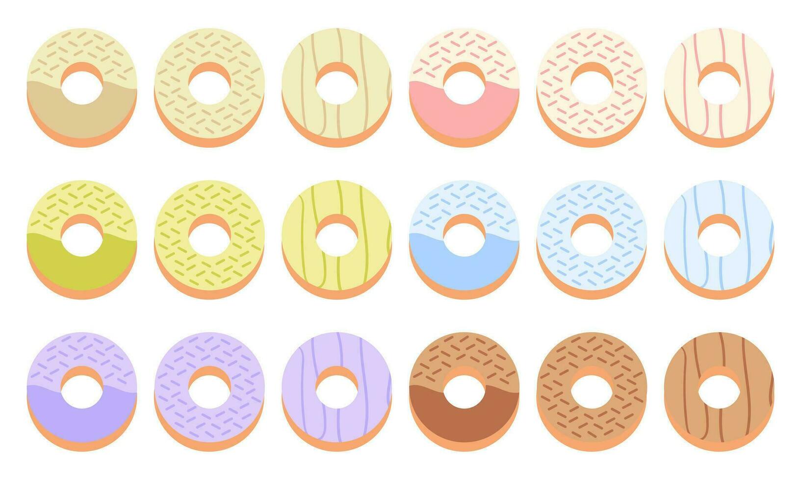 un colección de ilustraciones de rosquillas vector