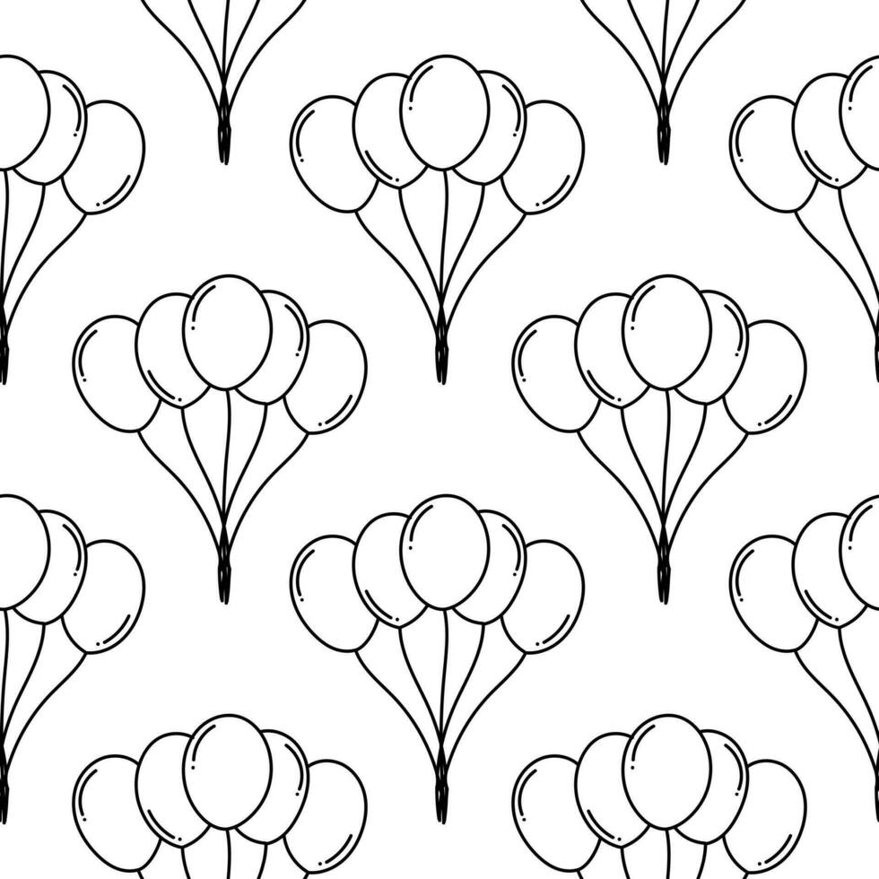 seamless pattern outline balloons vector
