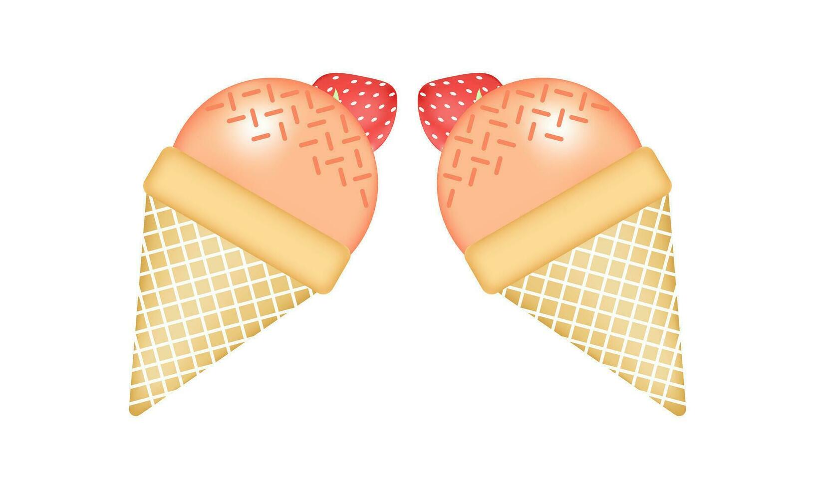 strawberry ice cream illustration with mesh technique vector