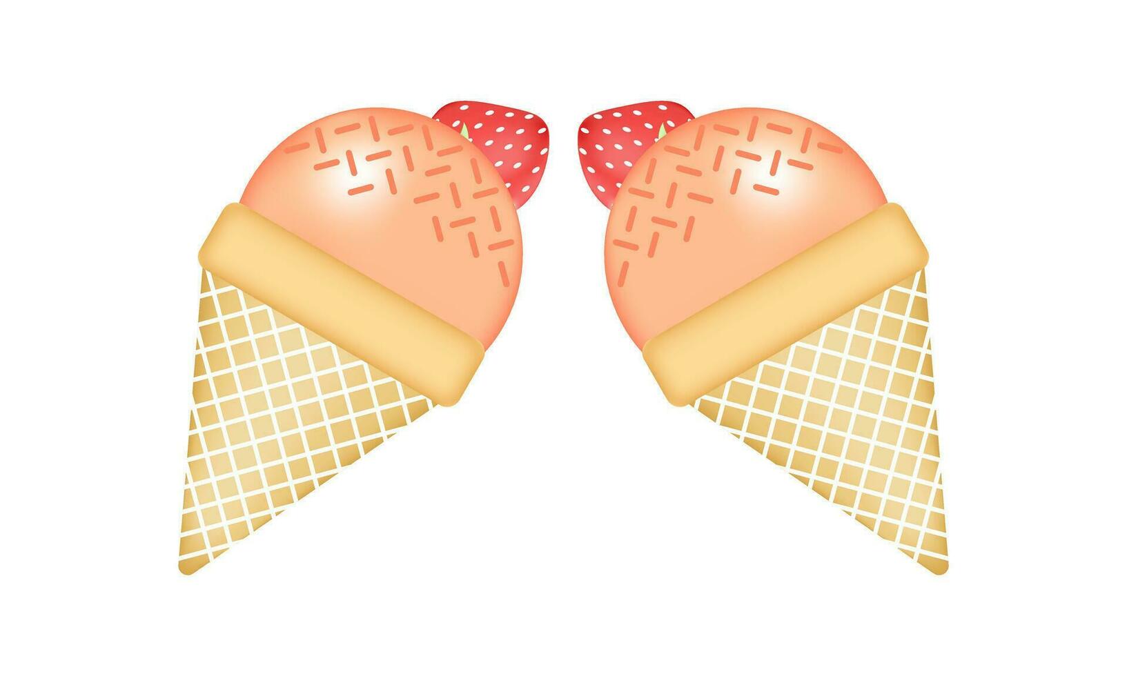 strawberry ice cream illustration with mesh technique vector