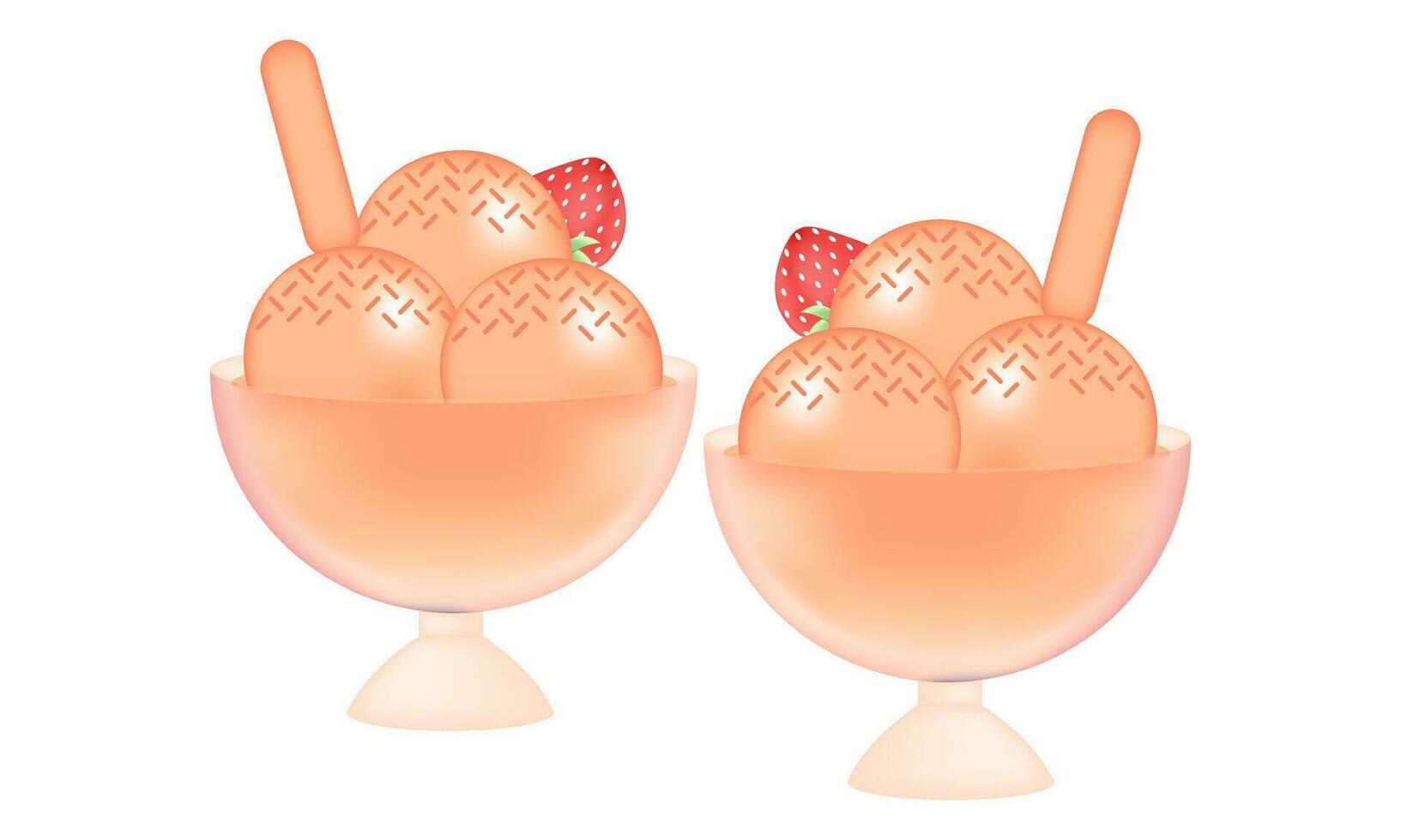 strawberry ice cream illustration with mesh technique vector