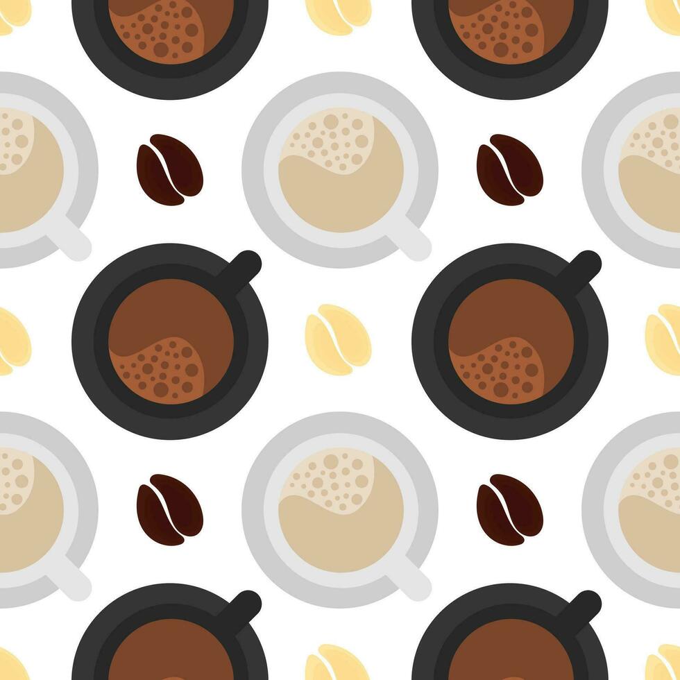 black and white coffee cup seamless pattern vector
