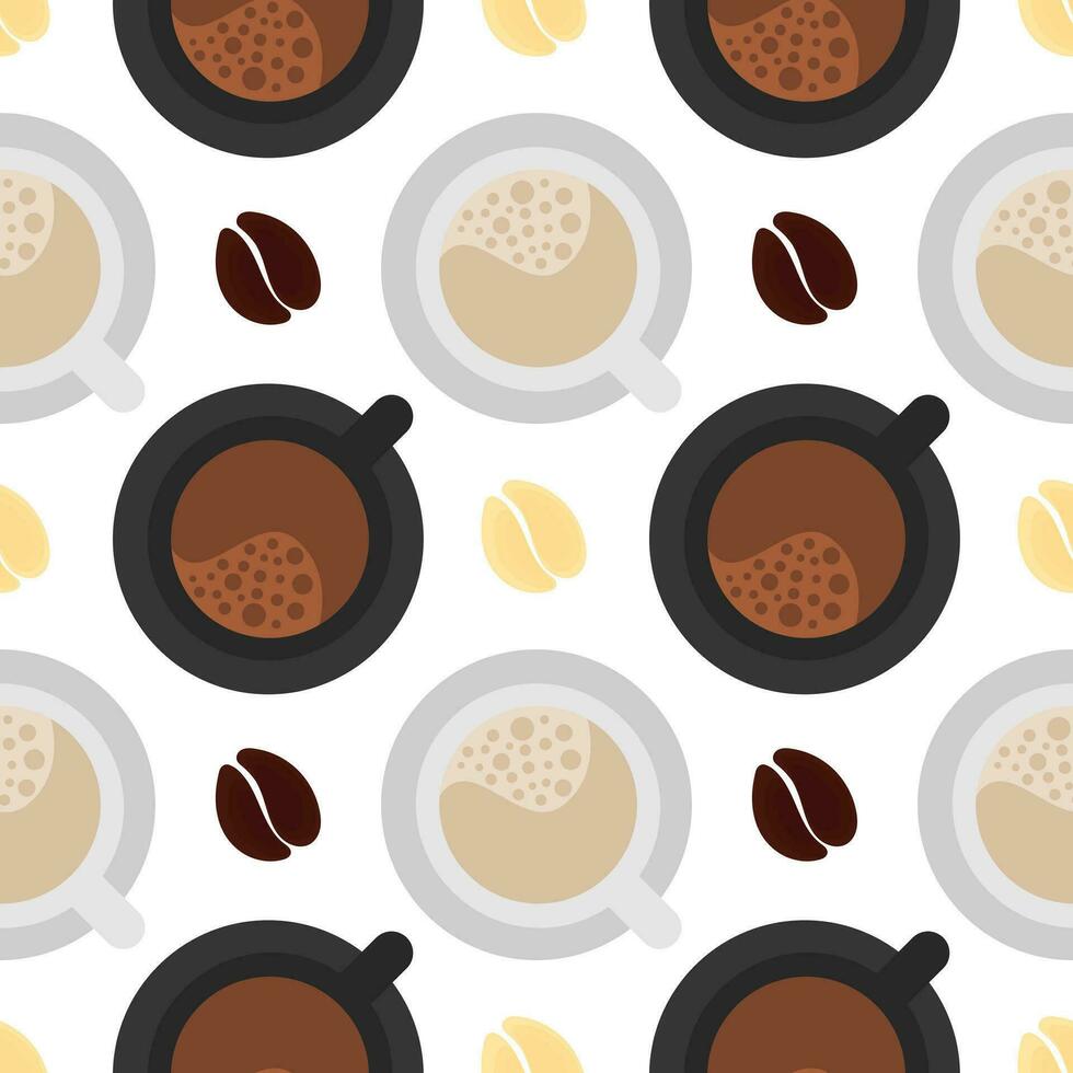 black and white coffee cup seamless pattern vector