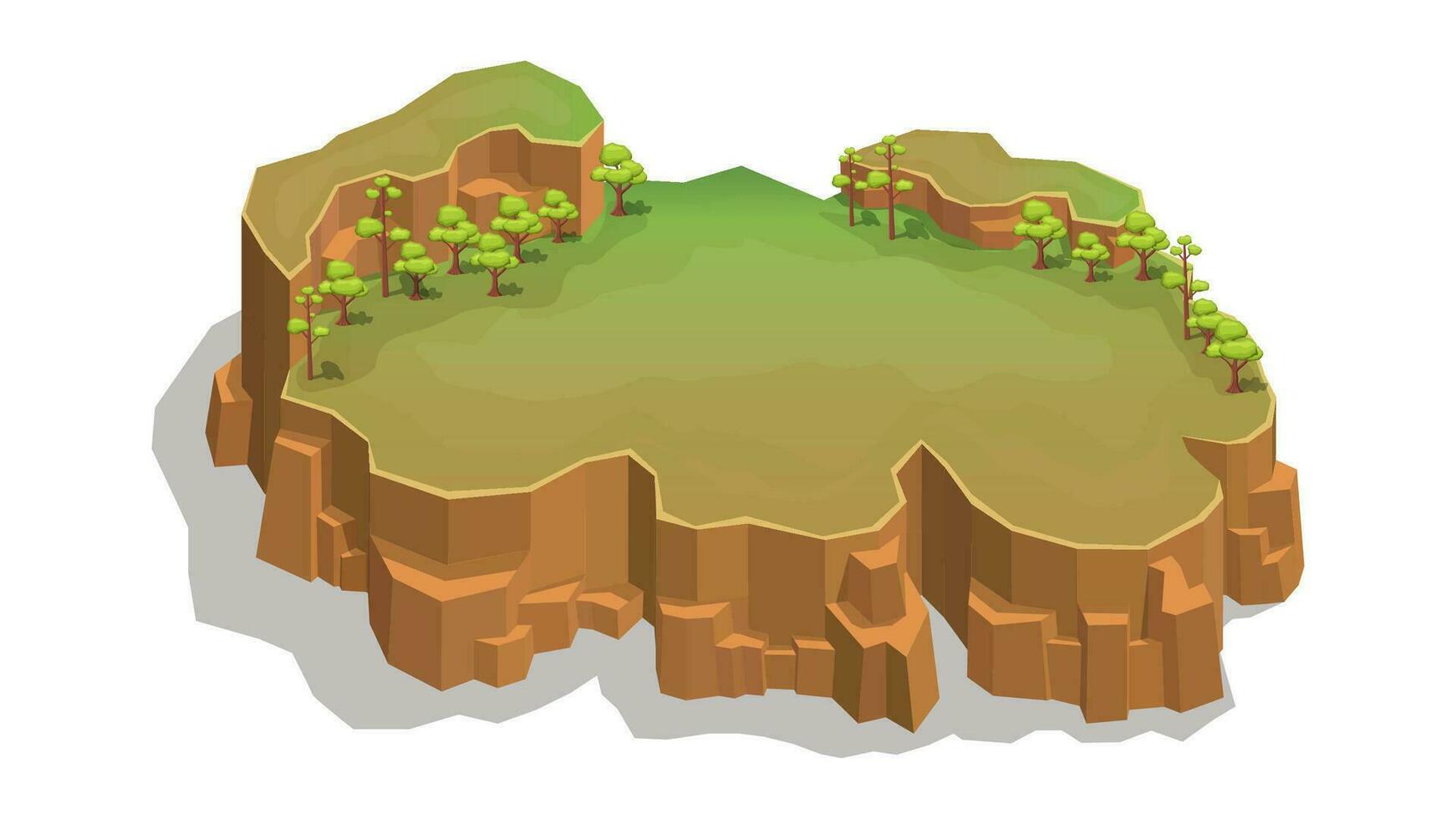 isométrica rocoso montaña con bosque. vector