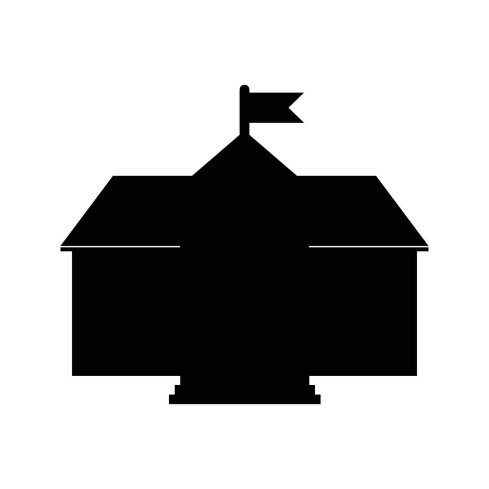 silhouette building with flag on top vector illustration eps 10. Silhouette of a magnificent school building. Educational and property design elements