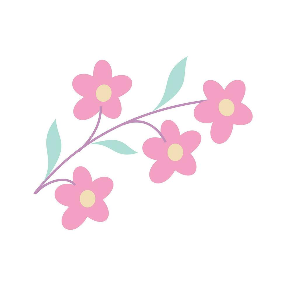 linda flor con ramas y hojas aislado icono vector ilustración diseño. el flor diseño simboliza un hermoso, sano y agradable vida