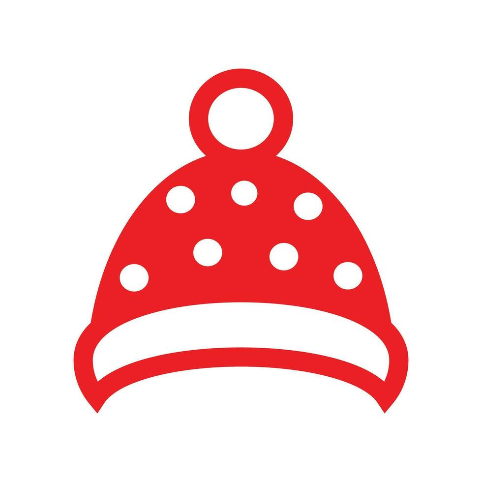 Knitted hat. Red flat vector icon isolated on white background. Winter design elements. winter gear, warm hat