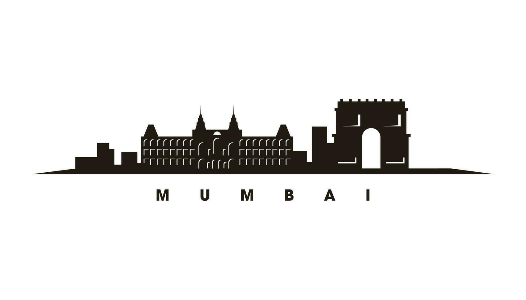 Mumbai horizonte y puntos de referencia silueta vector