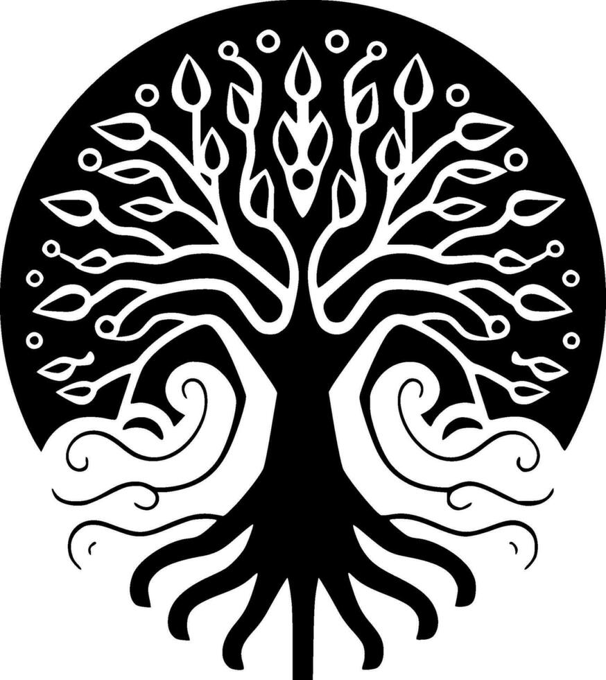 Tree - Black and White Isolated Icon - Vector illustration