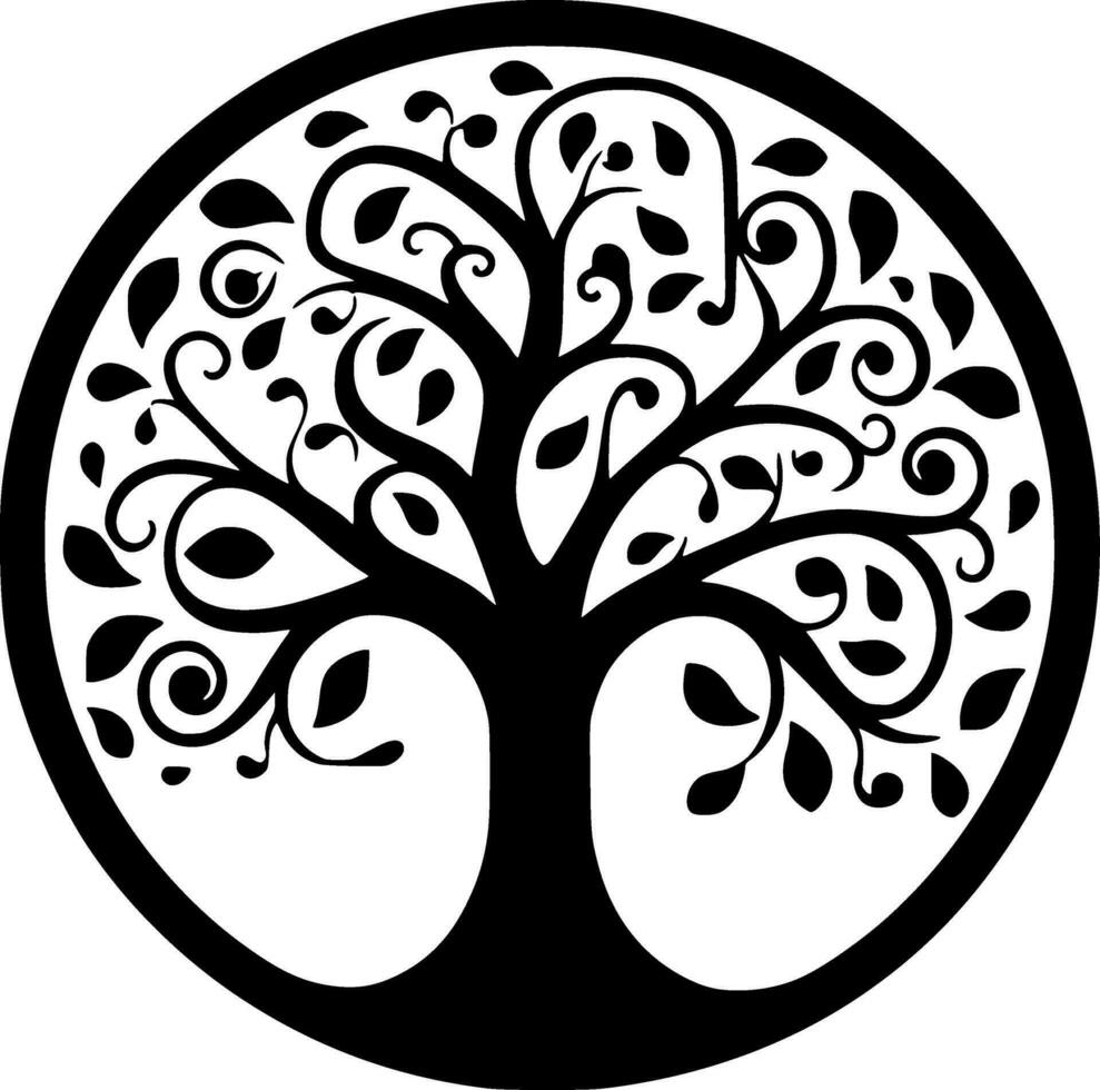 árbol, negro y blanco vector ilustración