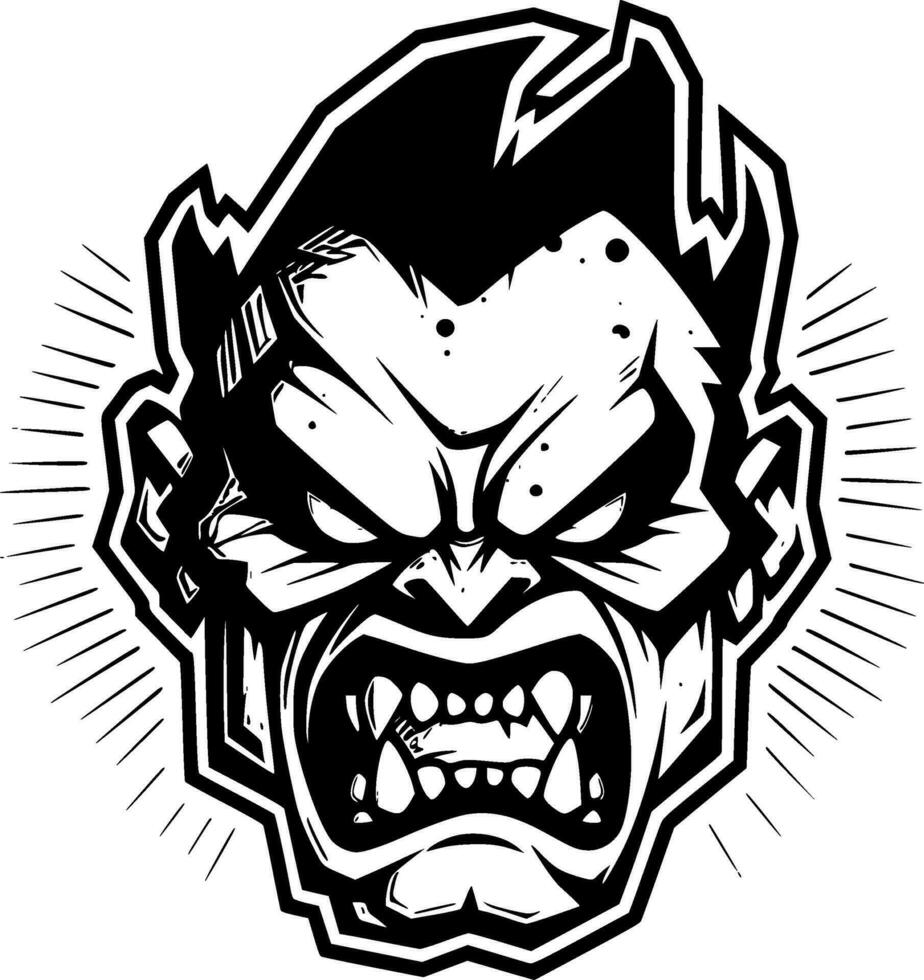 Zombie, Black and White Vector illustration