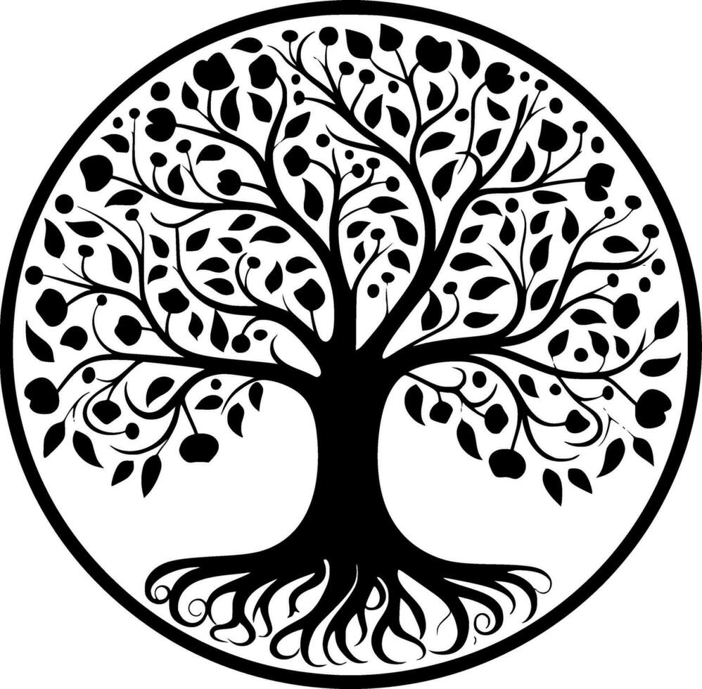Tree, Black and White Vector illustration