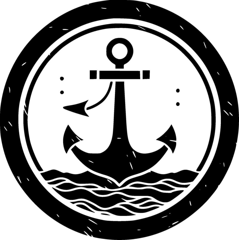 Anchor - Black and White Isolated Icon - Vector illustration
