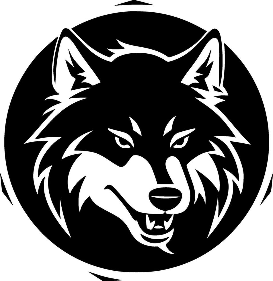 lobo - negro y blanco aislado icono - vector ilustración