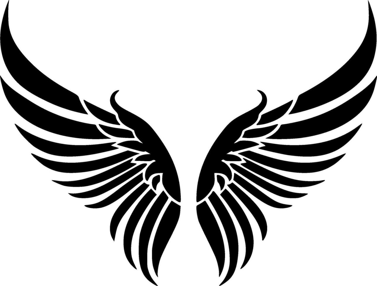 ángel alas - negro y blanco aislado icono - vector ilustración