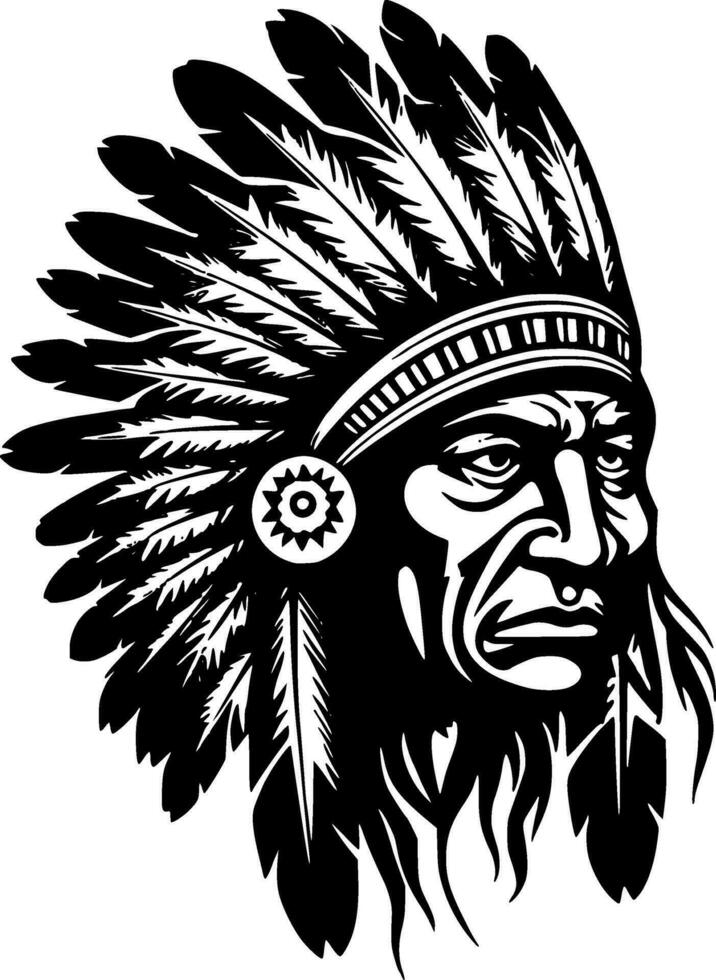 Indian Chief, Minimalist and Simple Silhouette - Vector illustration
