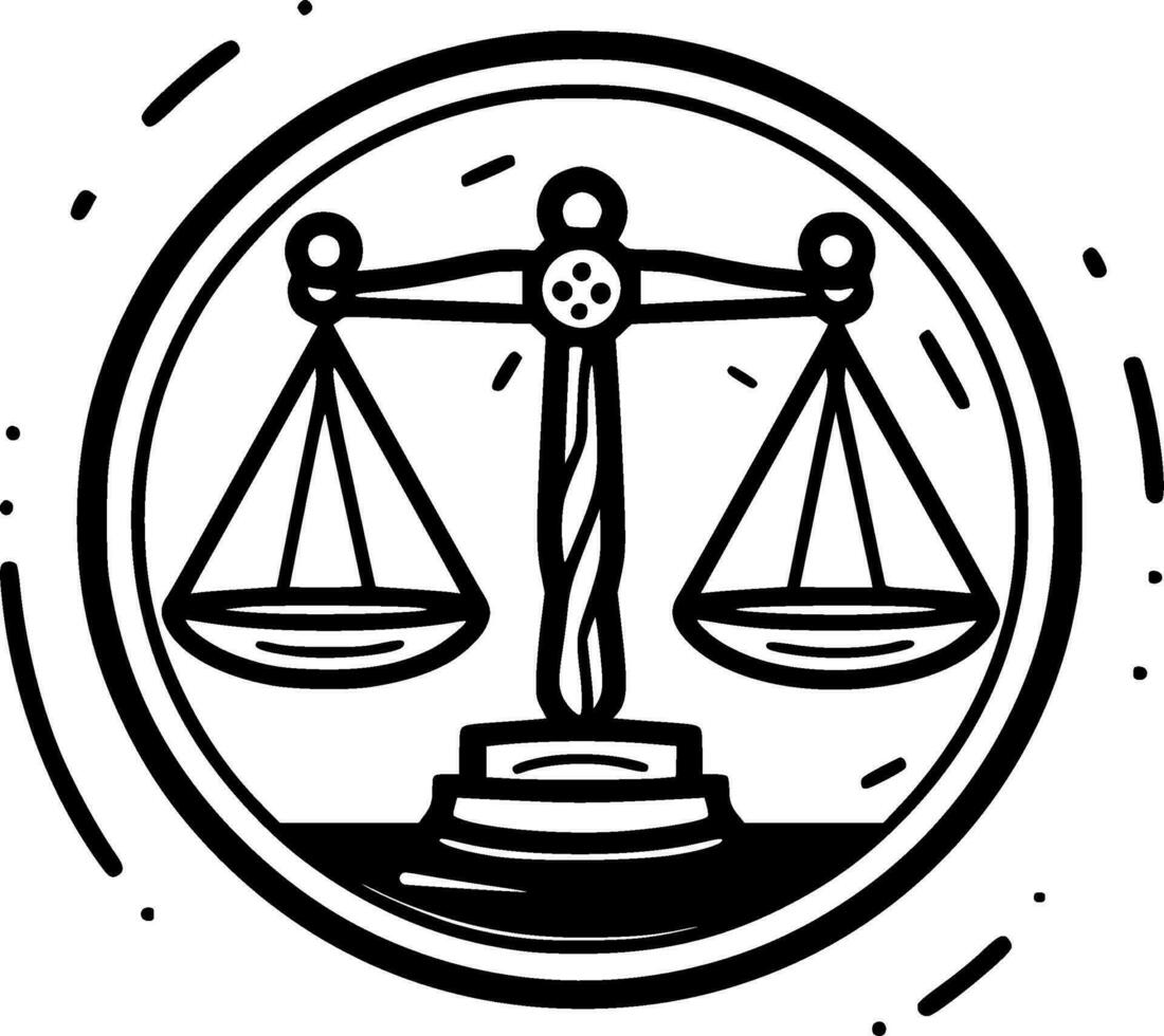 Justice - Black and White Isolated Icon - Vector illustration