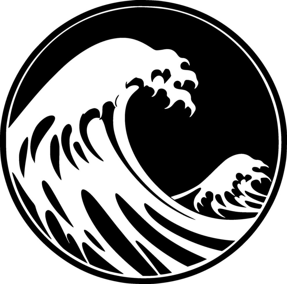 Wave, Black and White Vector illustration